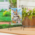 Hop Into Spring Floral Burlap Garden Flag