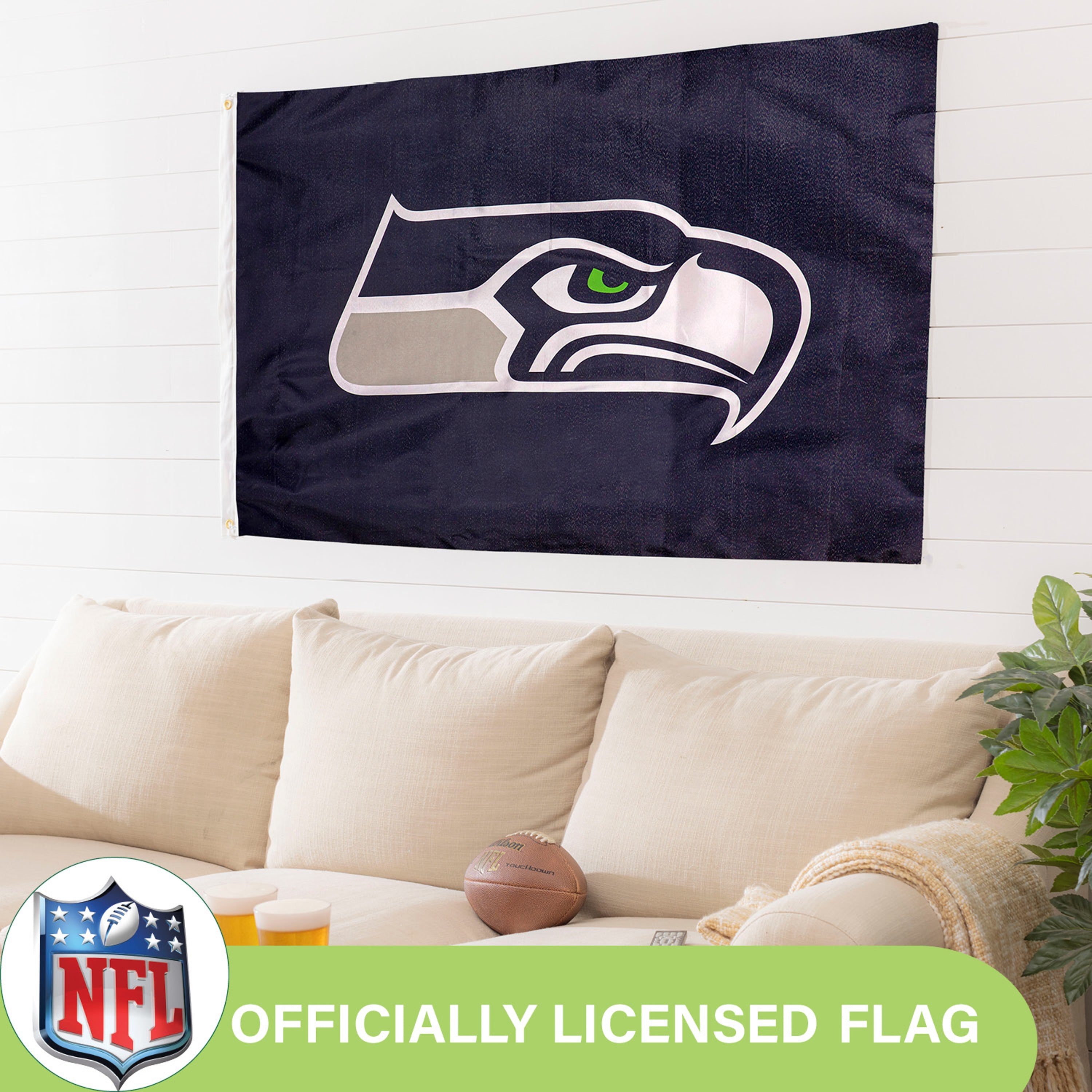 Seattle Seahawks Single Sided Estate Flag with 2 Grommets, 3'x5'