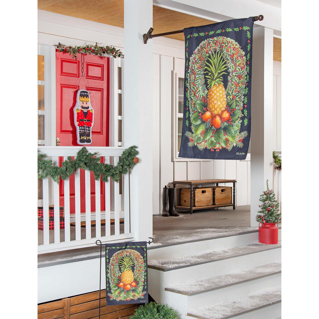 Christmas Pineapple Wreath Burlap House Flag