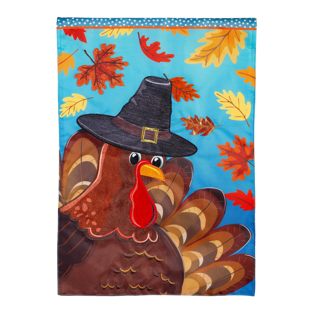 Turkey Time Applique House Flag