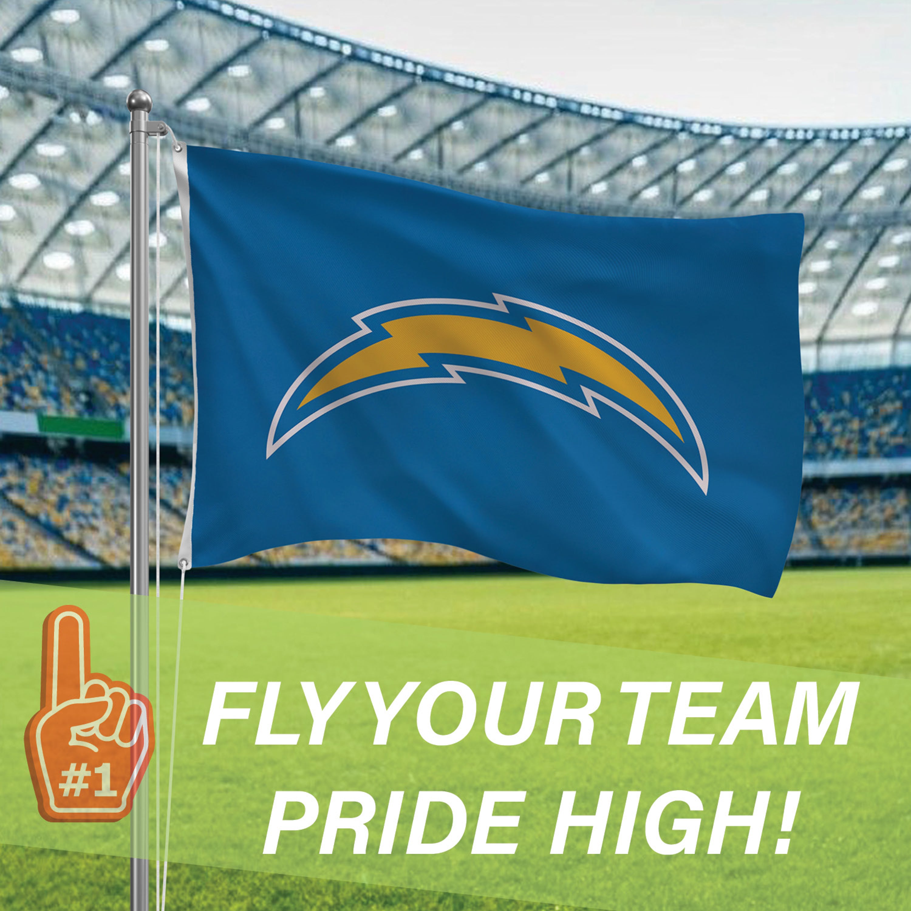 Los Angeles Chargers Single Sided Estate Flag with 2 Grommets, 3'x5'