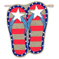 House Burlap Patriotic Flip Flops Flag