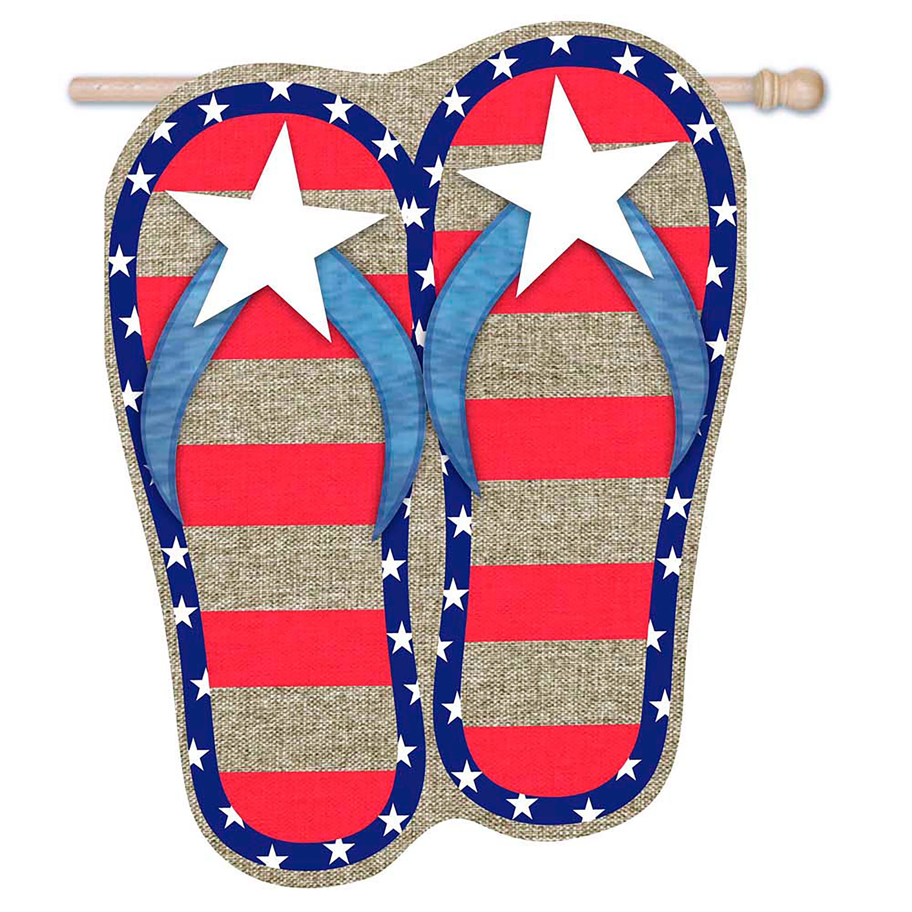 House Burlap Patriotic Flip Flops Flag