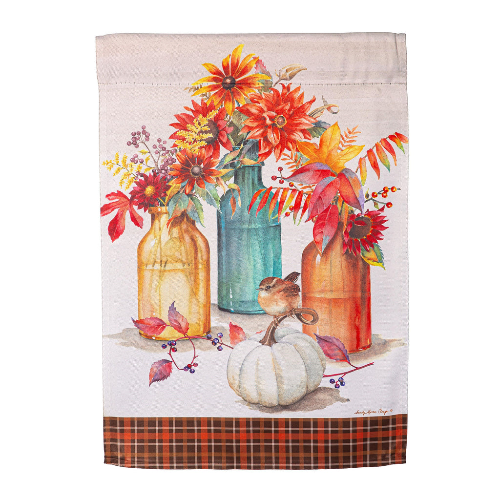 Collecting Autumn Suede Garden Flag