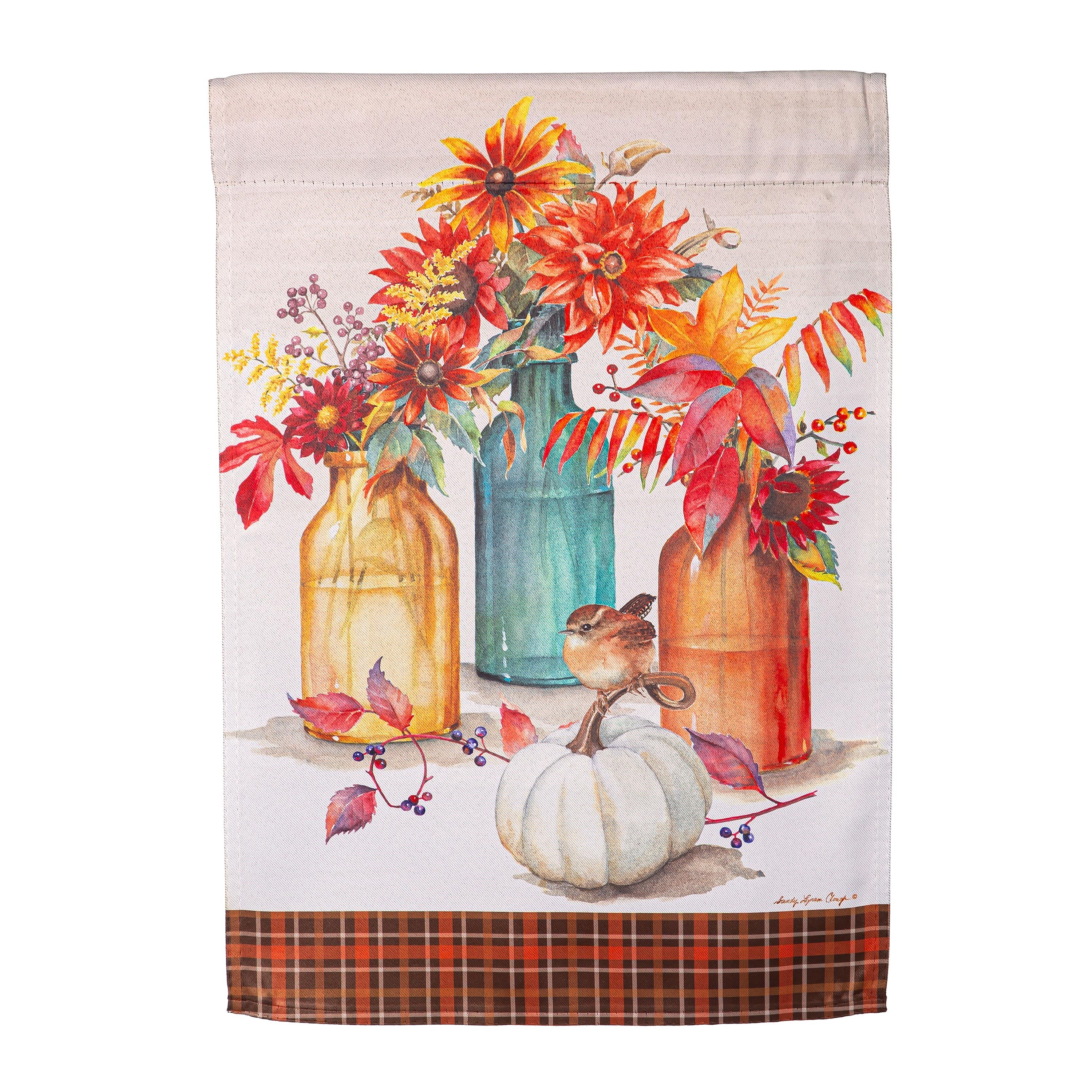 Collecting Autumn Suede Garden Flag