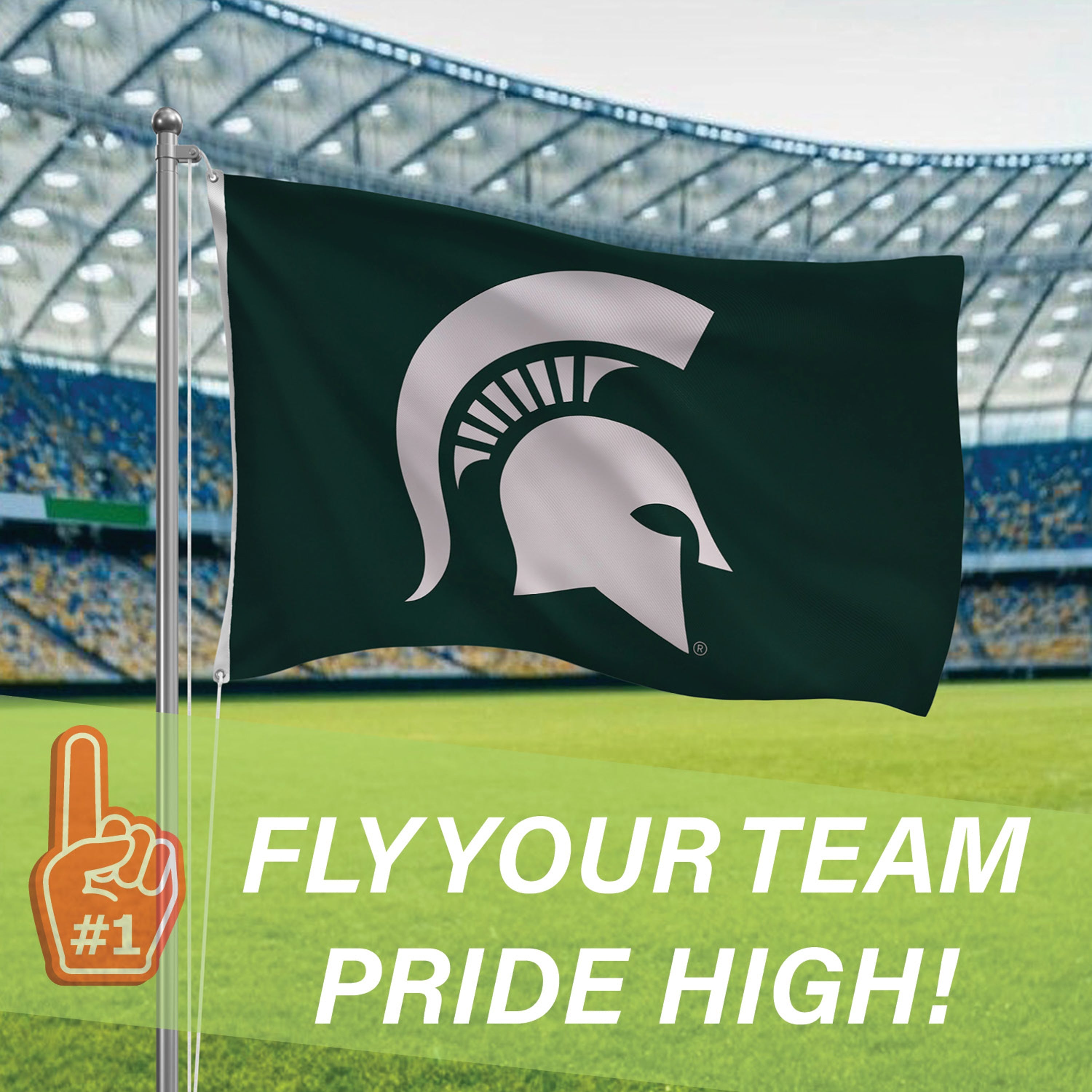 Michigan State University Single Sided Estate Flag with 2 Grommets, 3'x5'