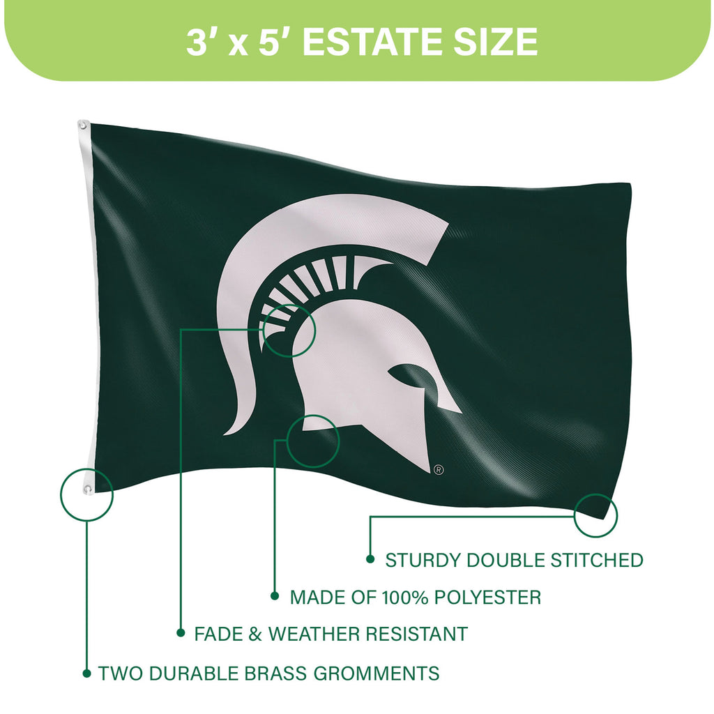 Michigan State University Single Sided Estate Flag with 2 Grommets, 3'x5'