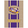 LSU Tigers Burlap Stripe Logo Garden Flag