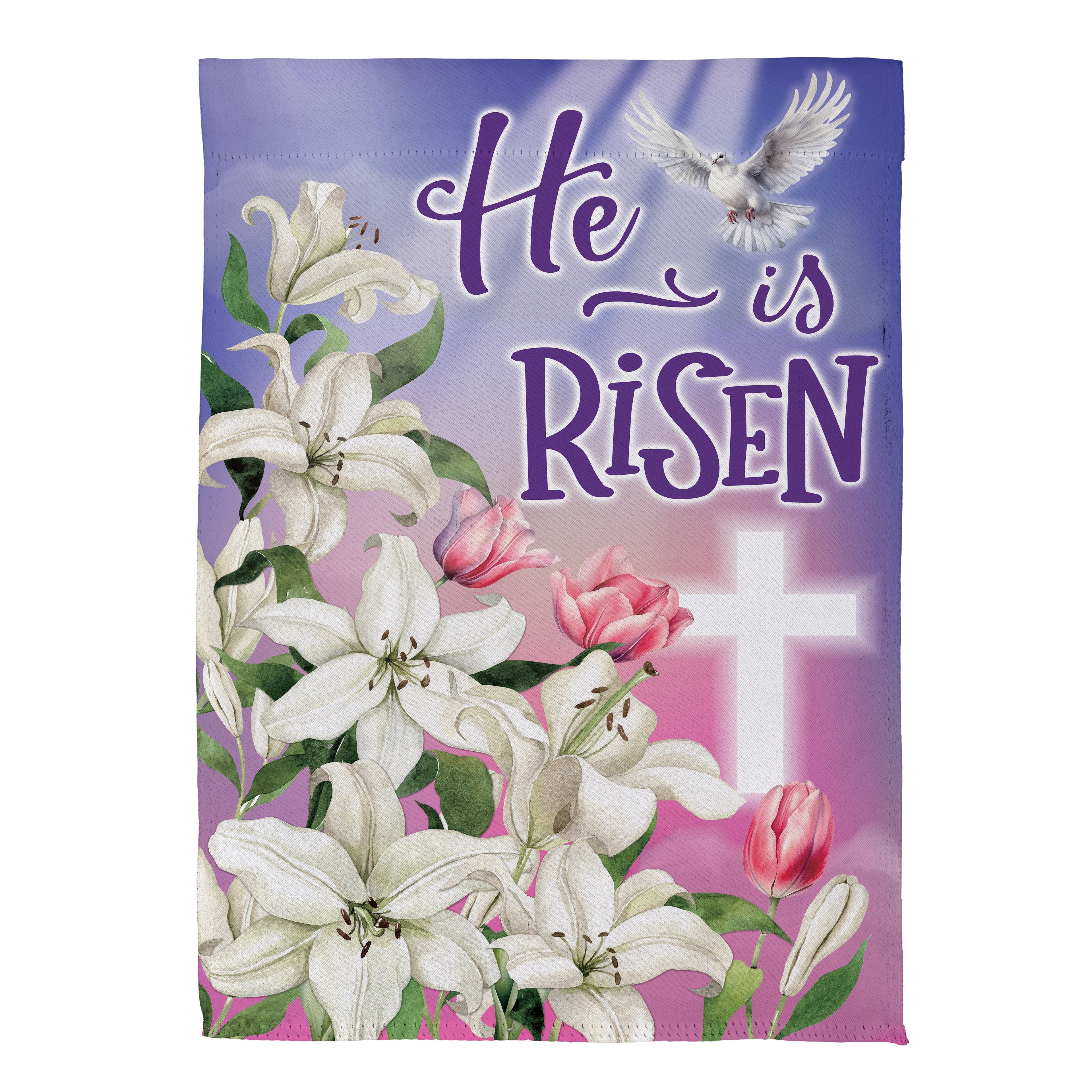 Risen Easter Dove Suede Garden Flag