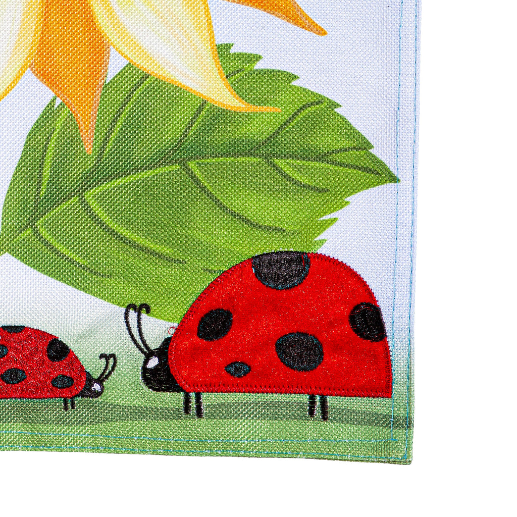 Sunflower & Ladybug Burlap Garden Flag