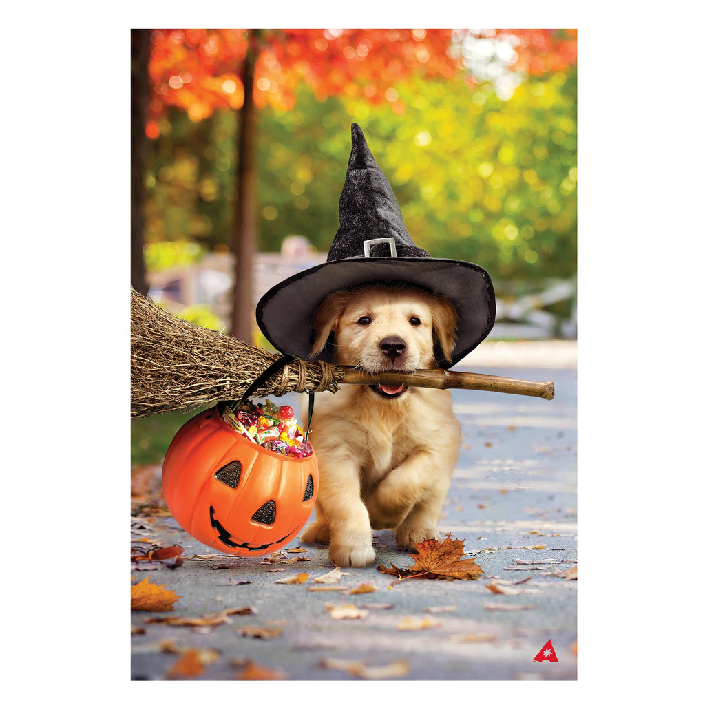 Goldens With Broom Suede Garden Flag