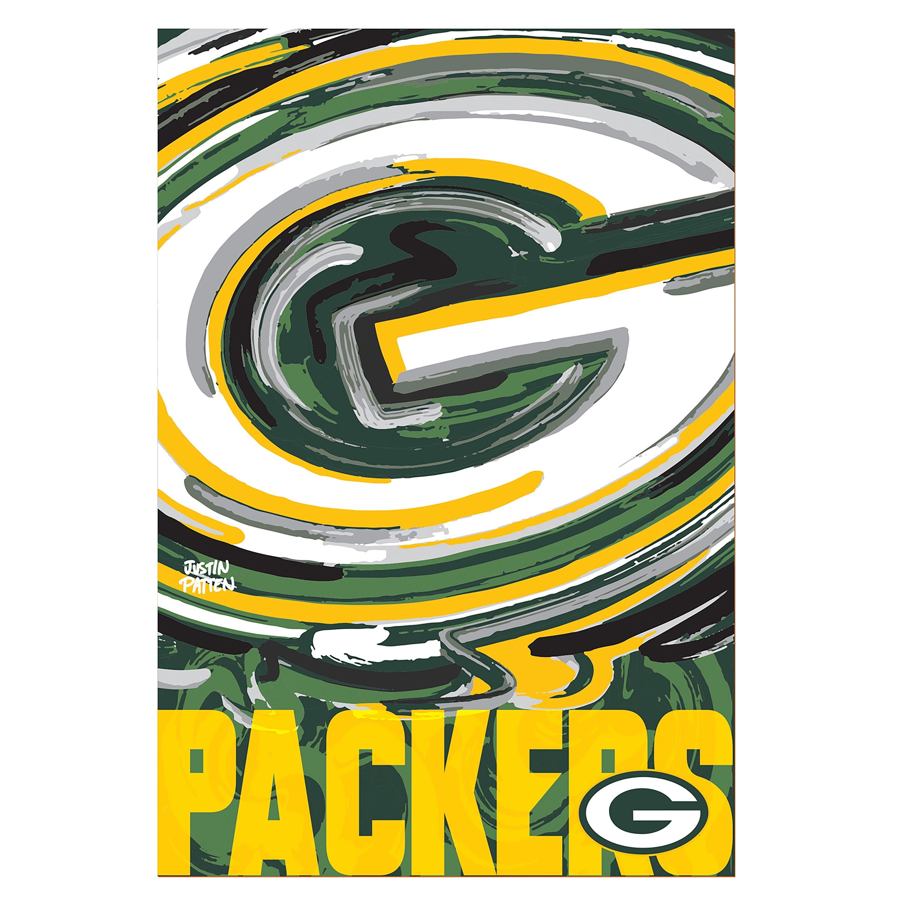Green Bay Packers Justin Patten Logo Suede Garden Flag