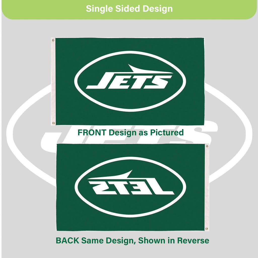 New York Jets Single Sided Flag w/ 2 Grommets, 3'x5'