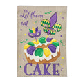 Mardi Gras Let Them Eat Cake Burlap Garden Flag