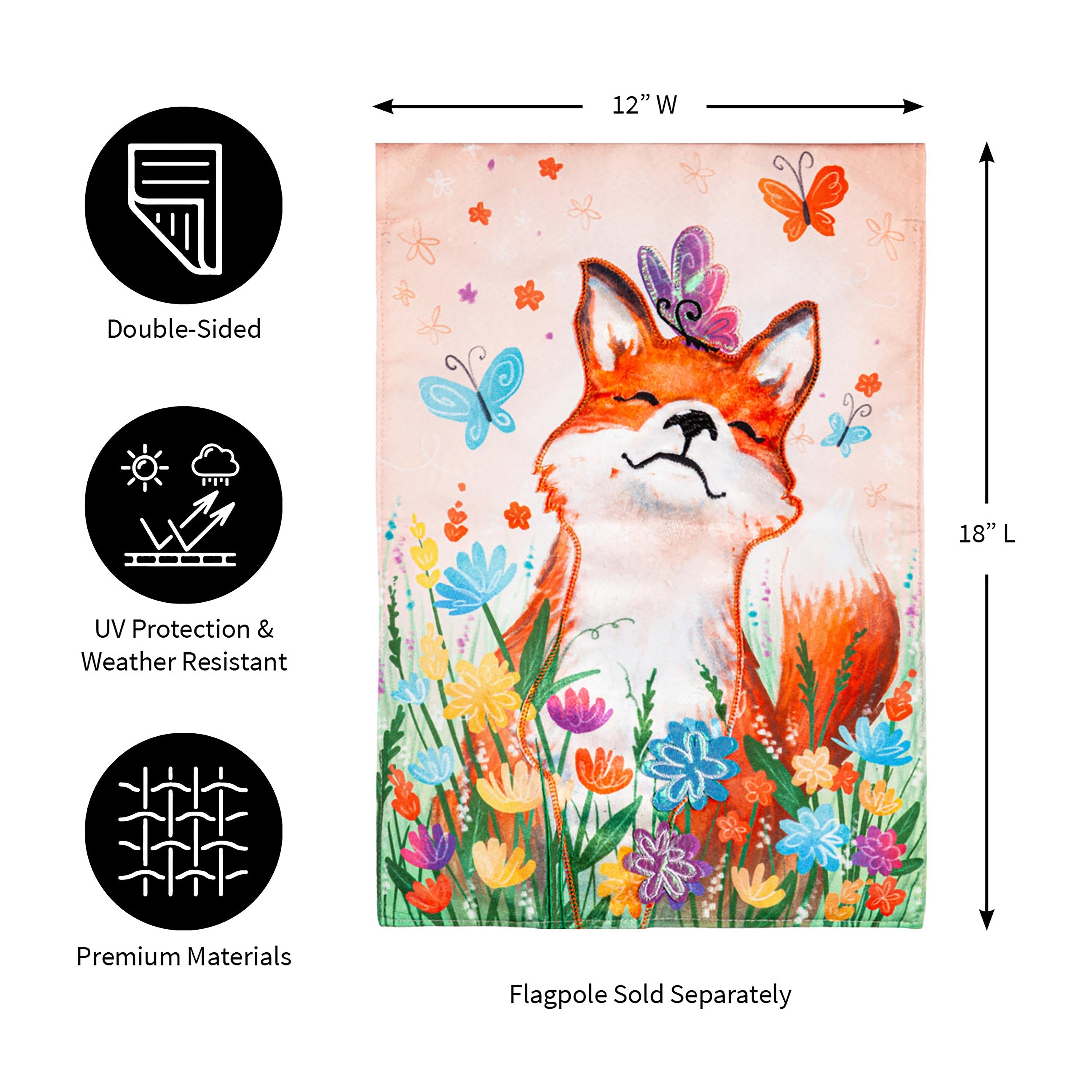 Fox and Wildflowers Linen Garden Flag