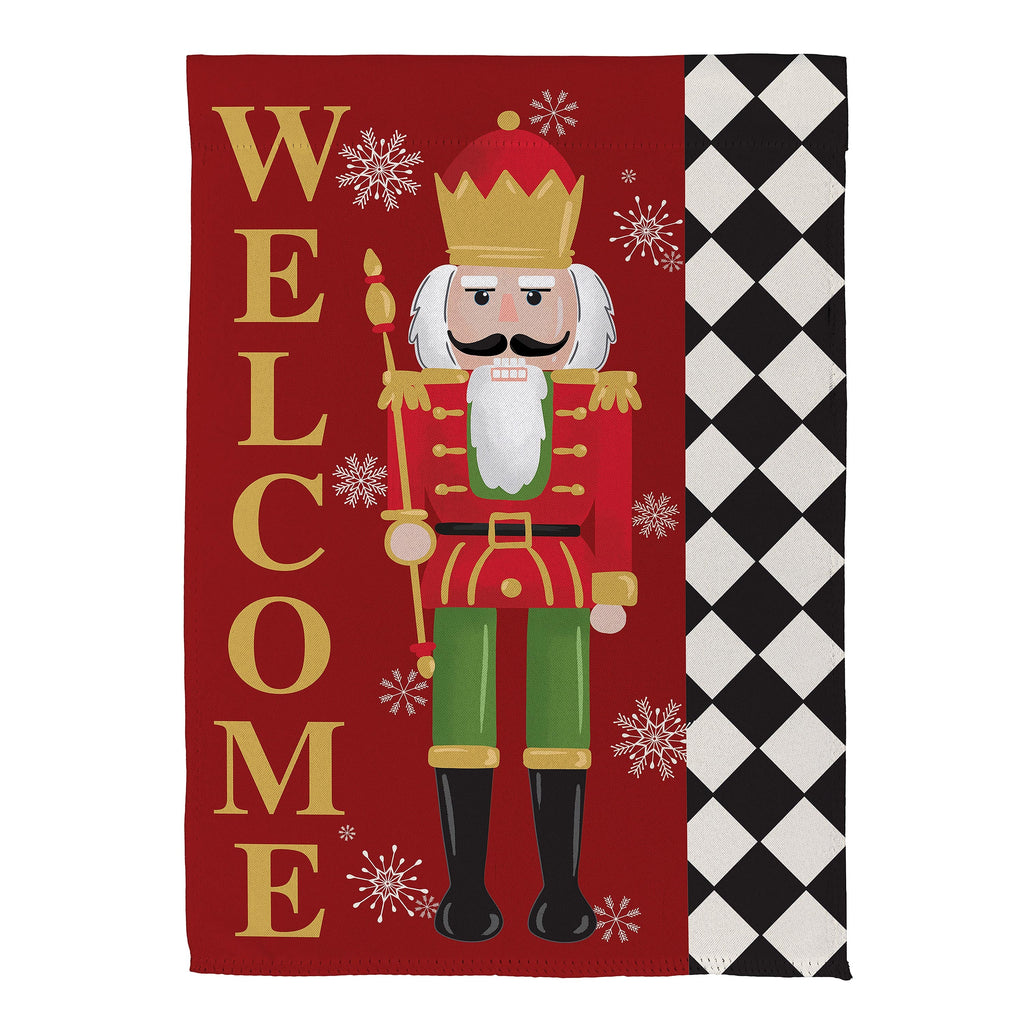 Welcome Nutcracker Suede Garden Flag