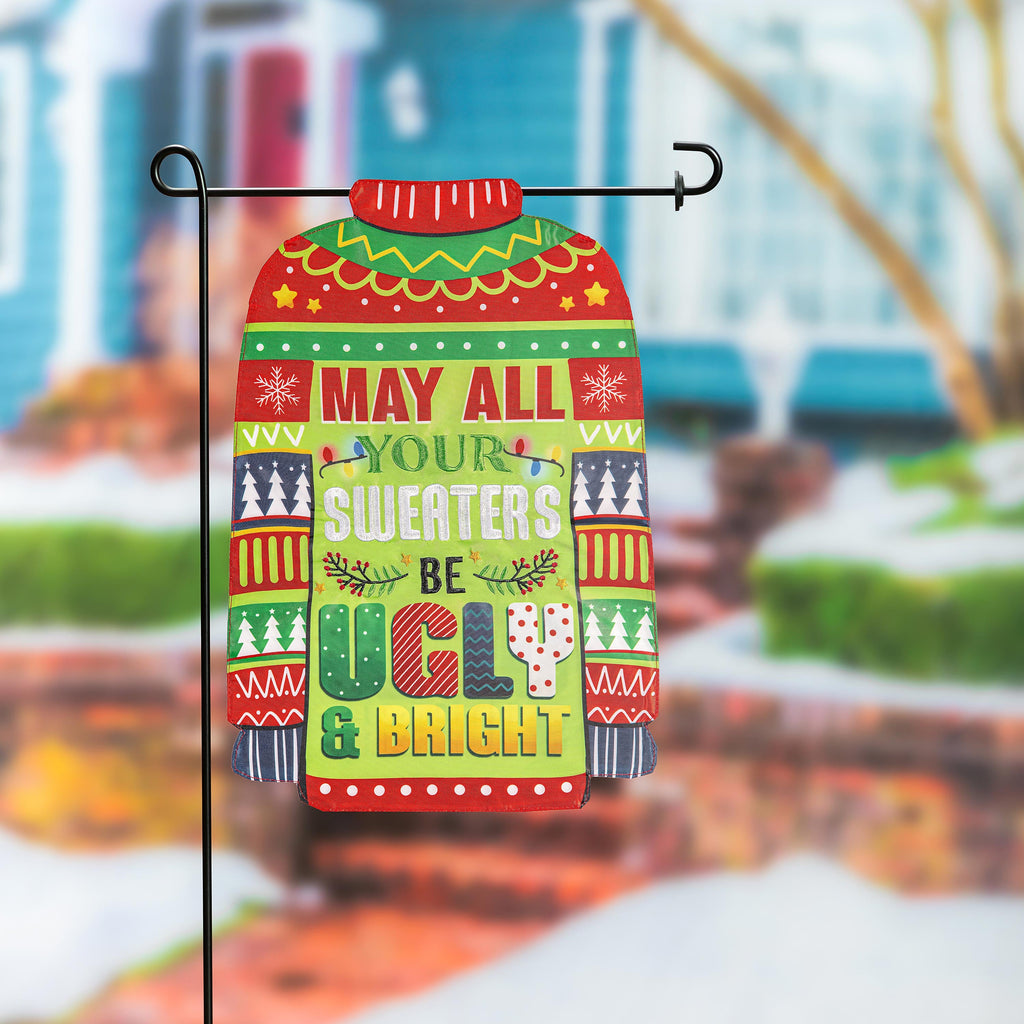 Ugly Sweater Shaped Applique Garden Flag