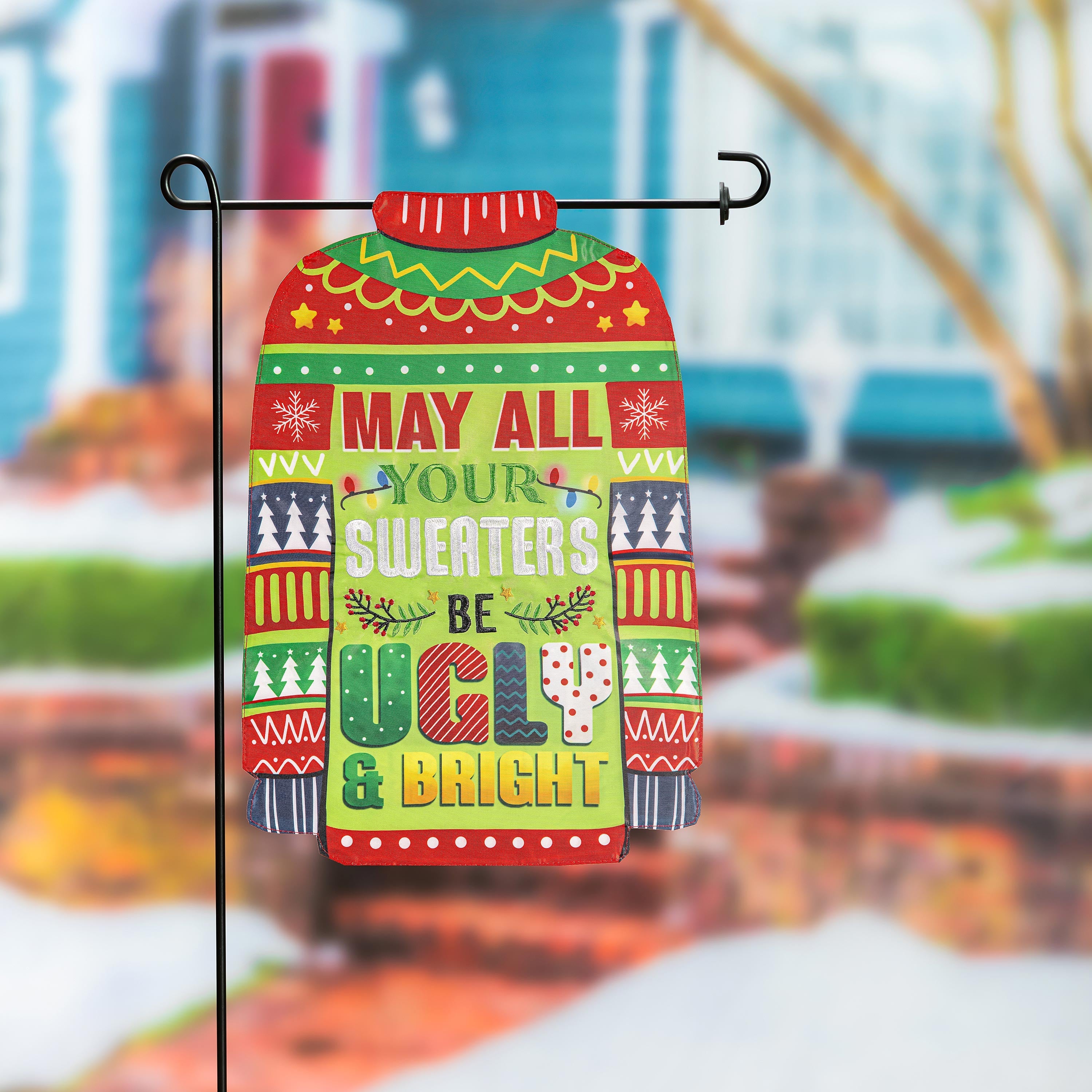 Ugly Sweater Shaped Applique Garden Flag