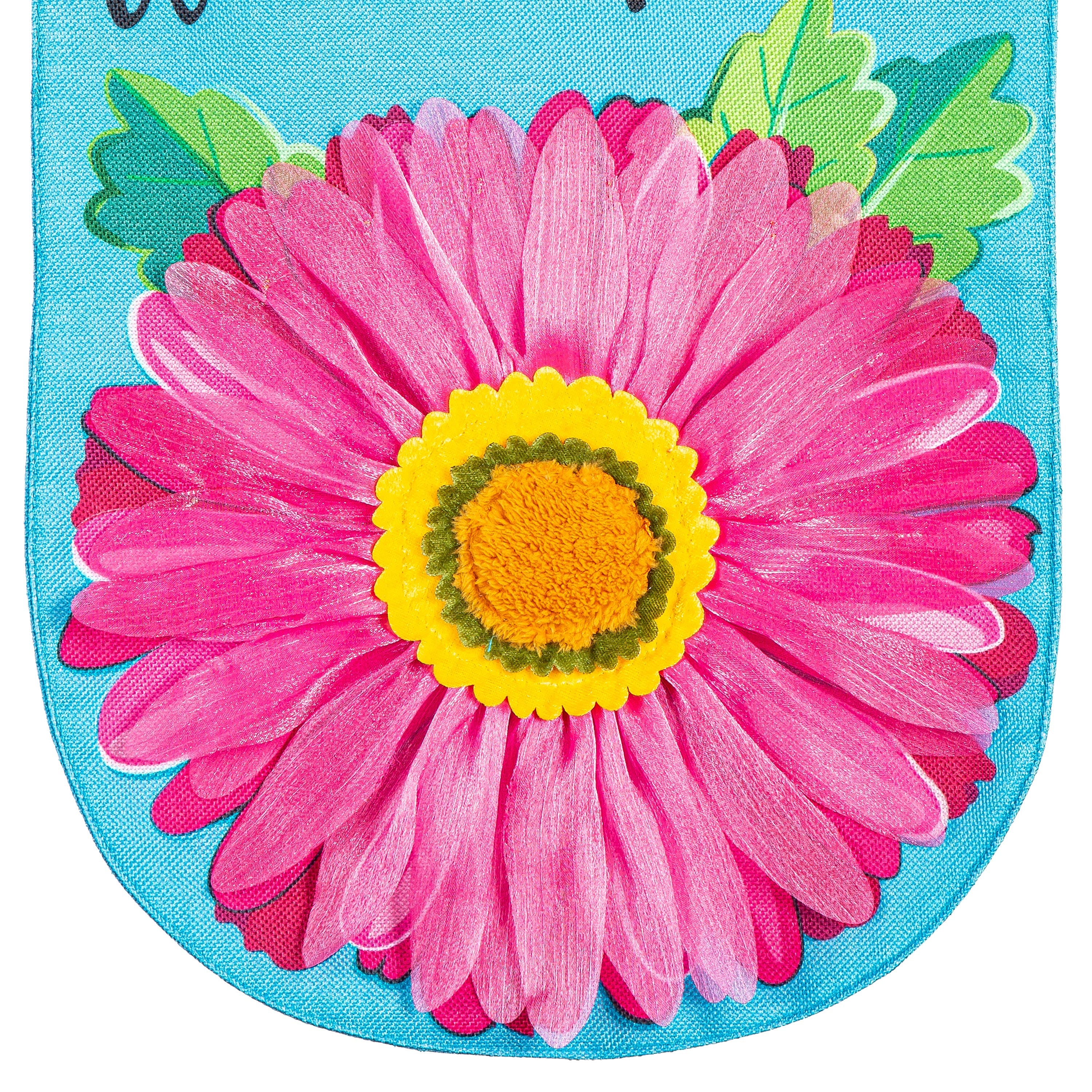 Welcome Friends Daisy Burlap Garden Flag