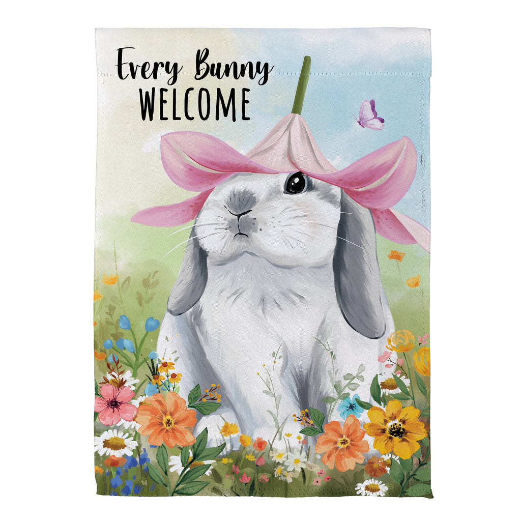 Hop Into Spring Flower Time Suede Garden Flag