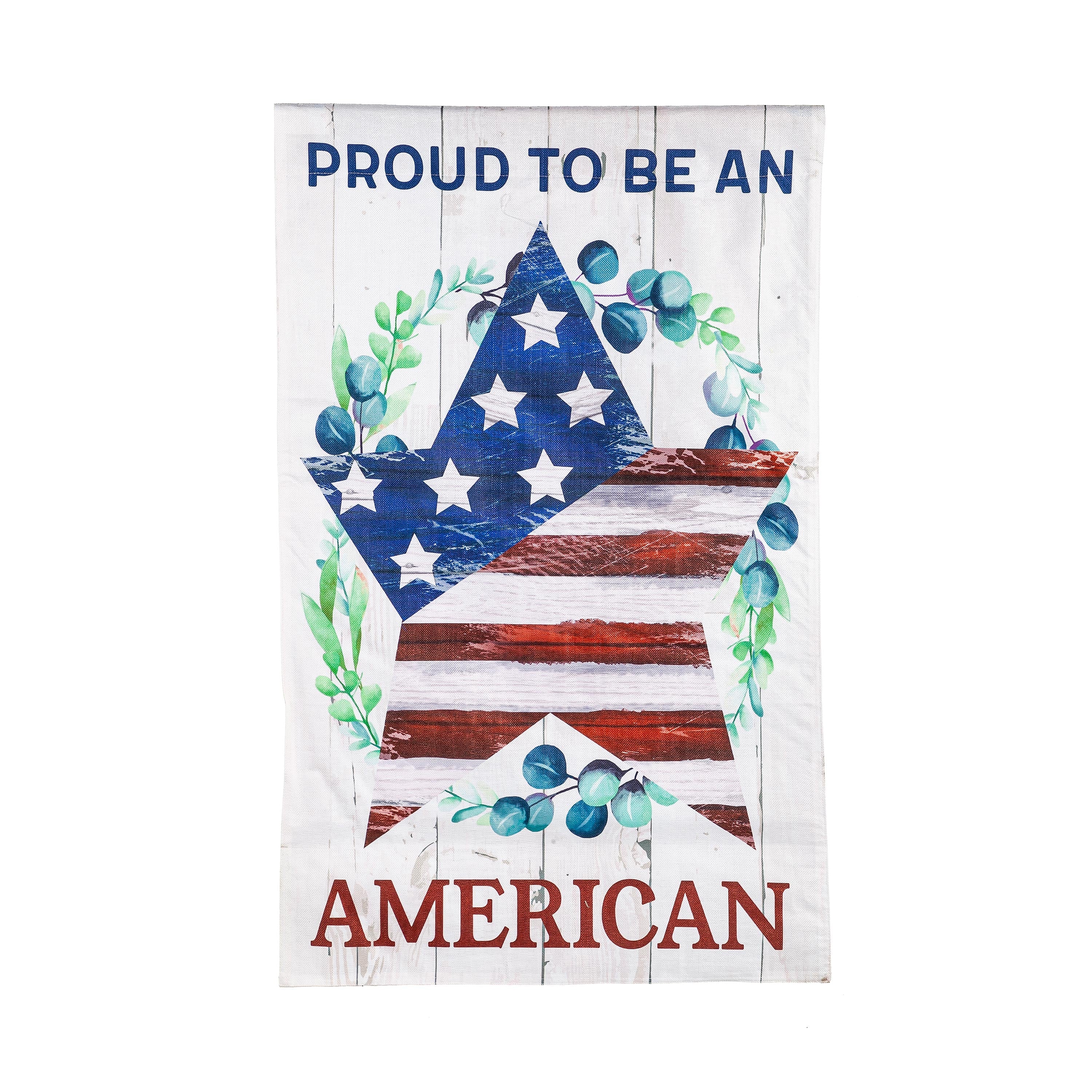 Proud to be an American House Burlap Flag