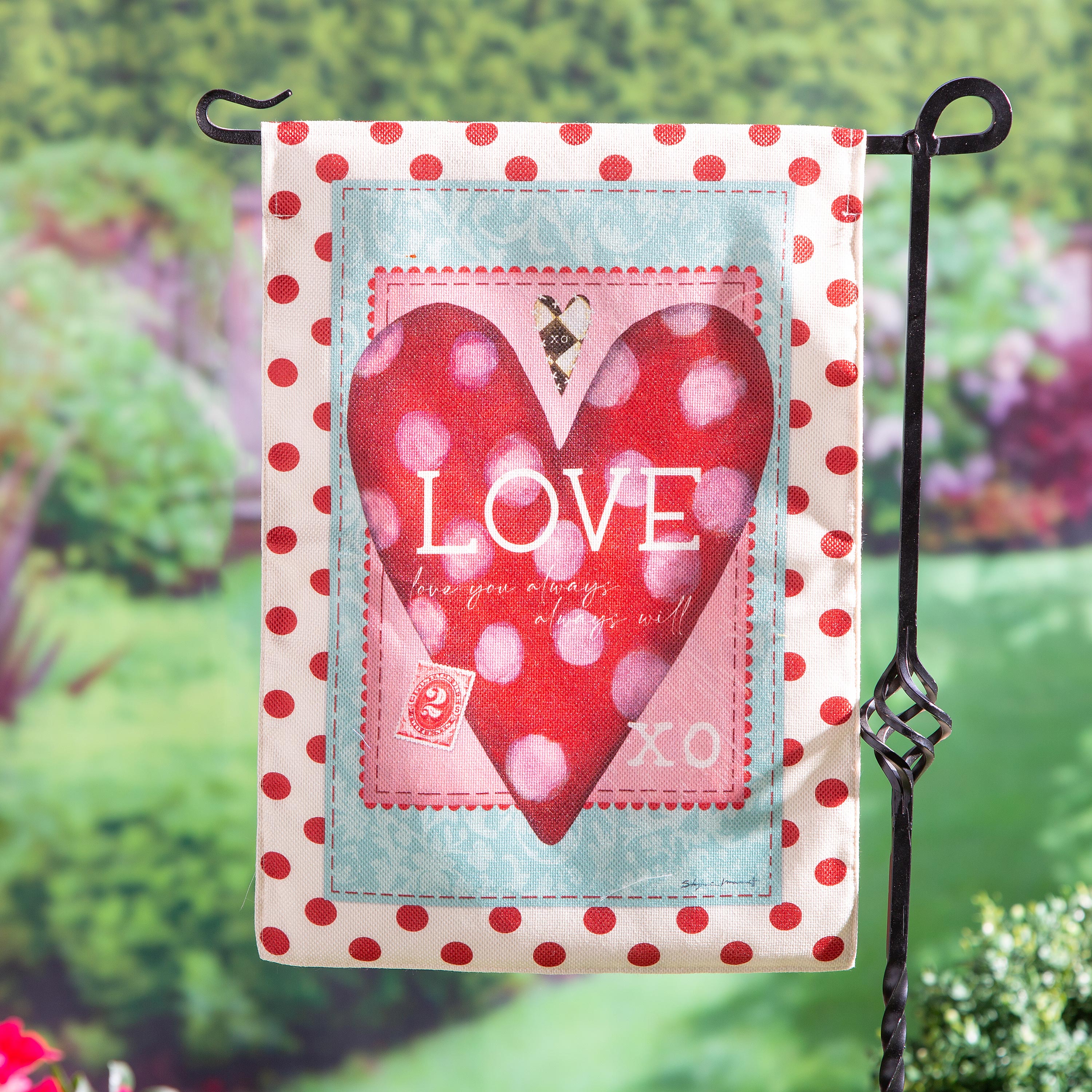 Vintage Valentine Burlap Garden Flag