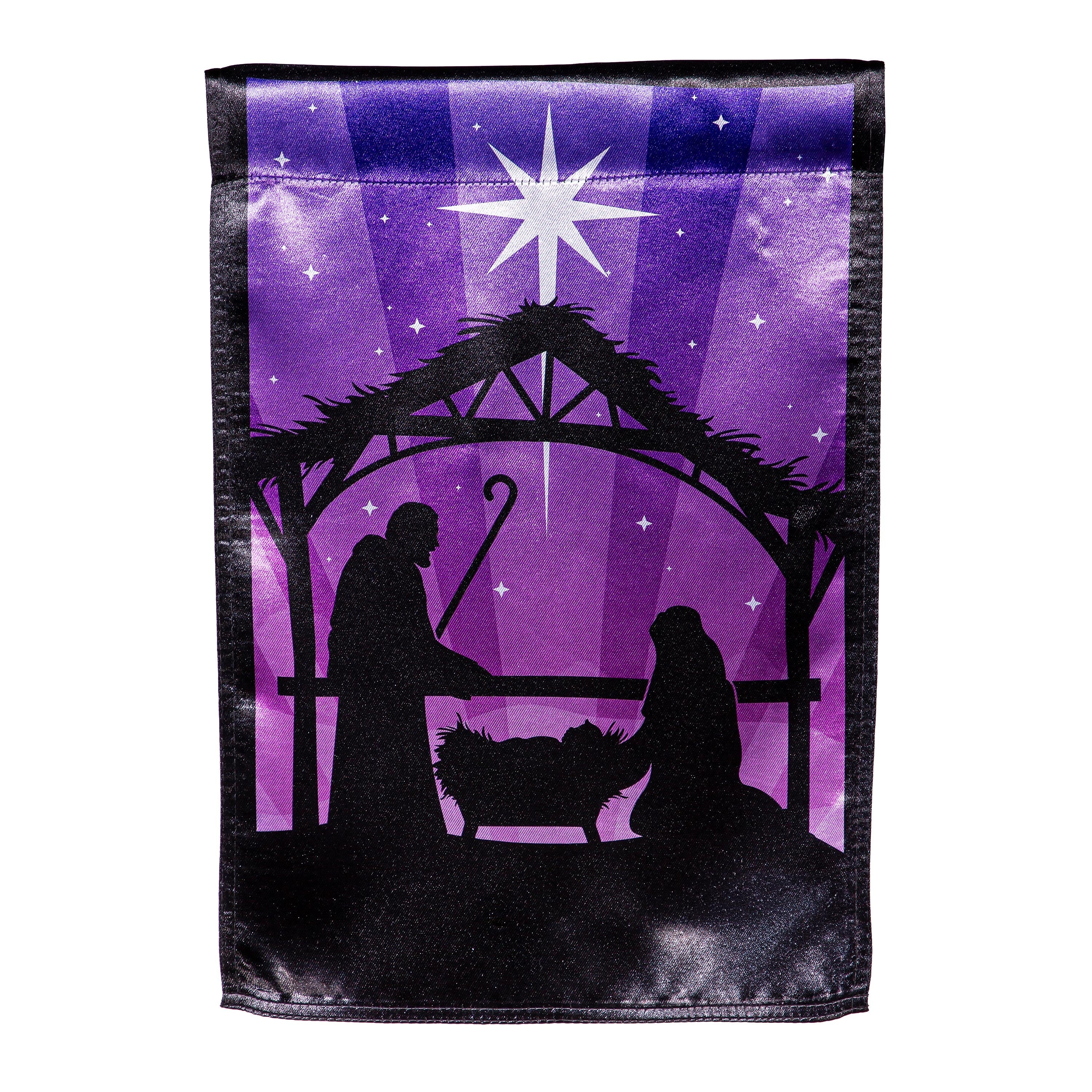 Nativity Reversible Lustre Garden Flag