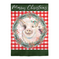 Merry Christmas Pig Burlap House Flag