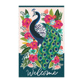 Floral Peacock Applique Garden Flag