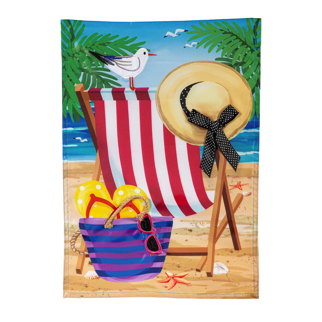 Beach Chair Applique Garden Flag