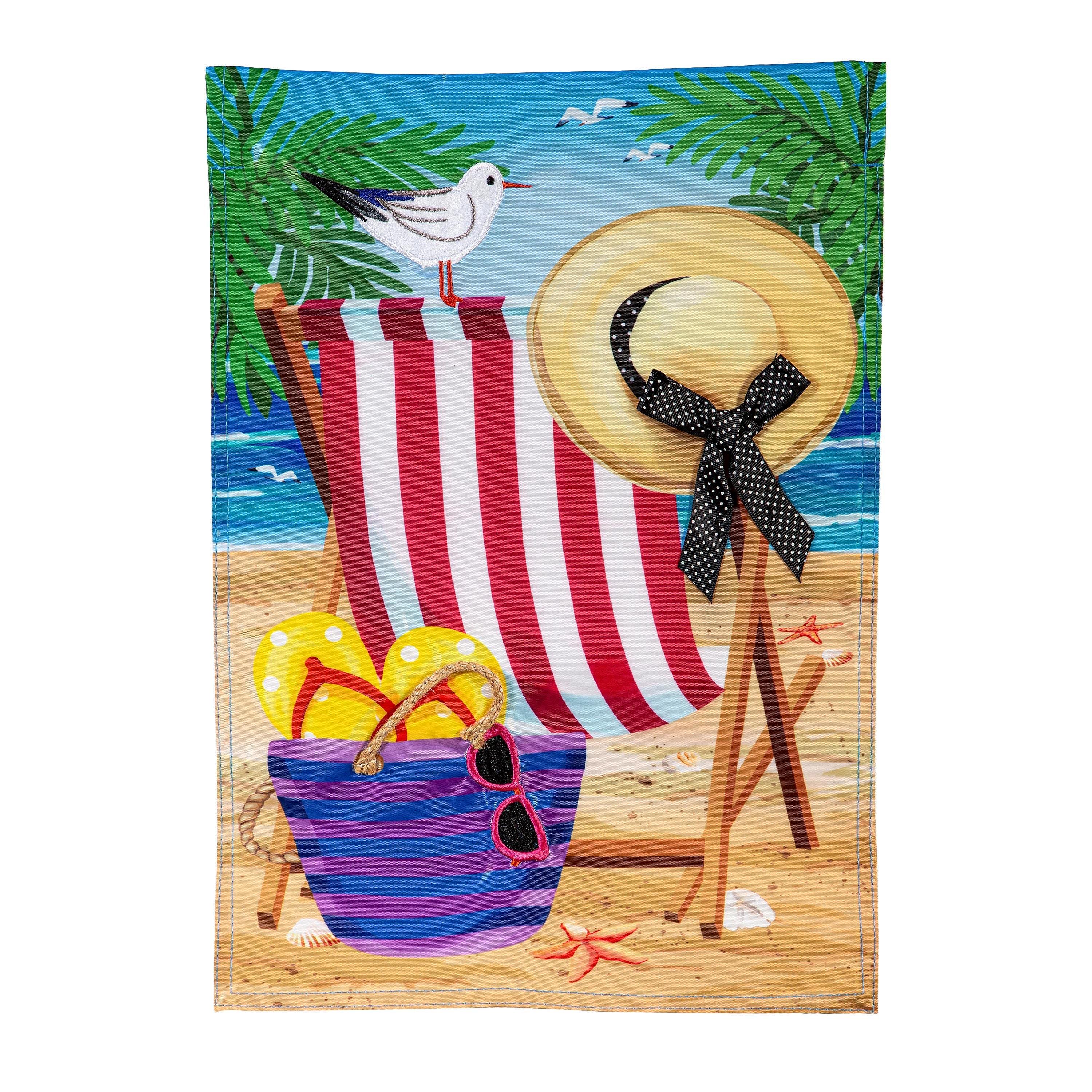 Beach Chair Applique Garden Flag