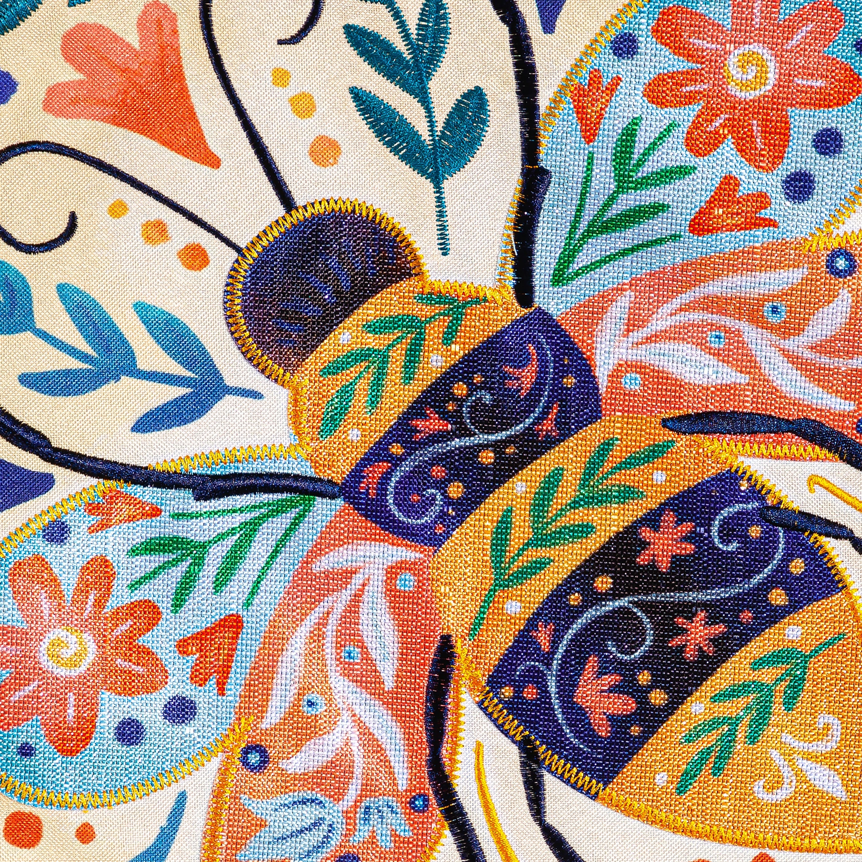 Patterned Bee Linen Garden Flag