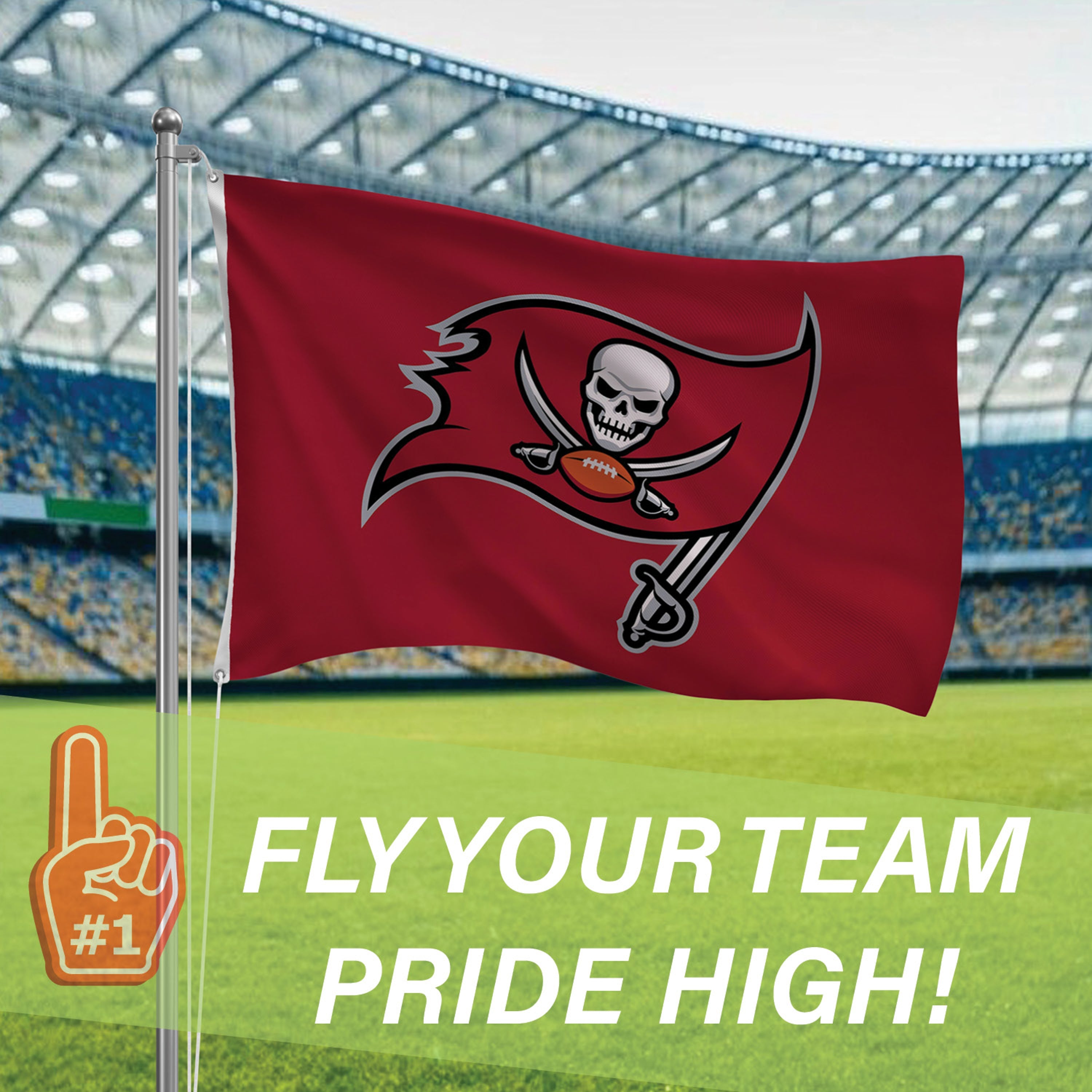 Tampa Bay Buccaneers Single Sided Flag w/ 2 Grommets, 3'x5'