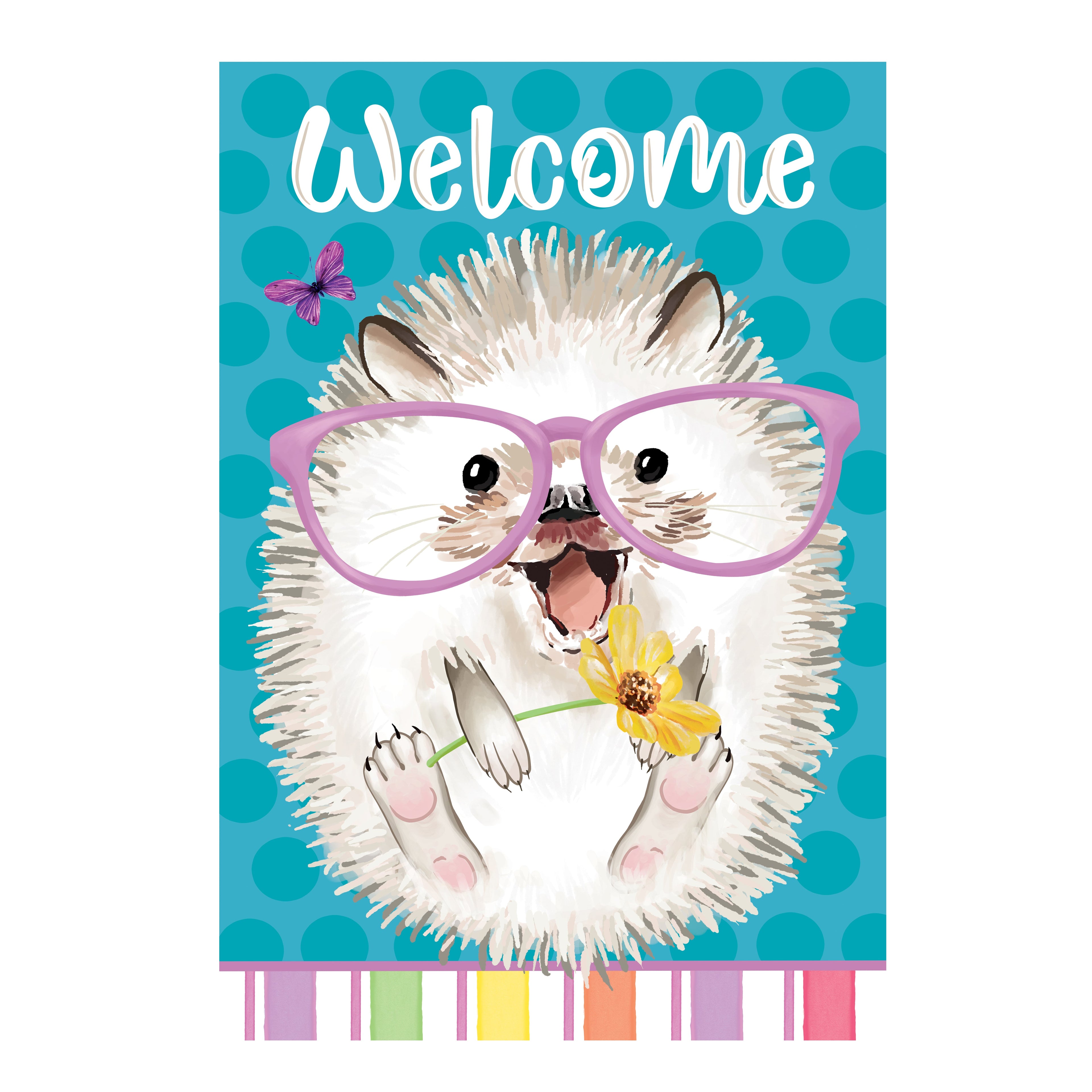 Hailey The Happy Hedgehog Applique Garden Flag