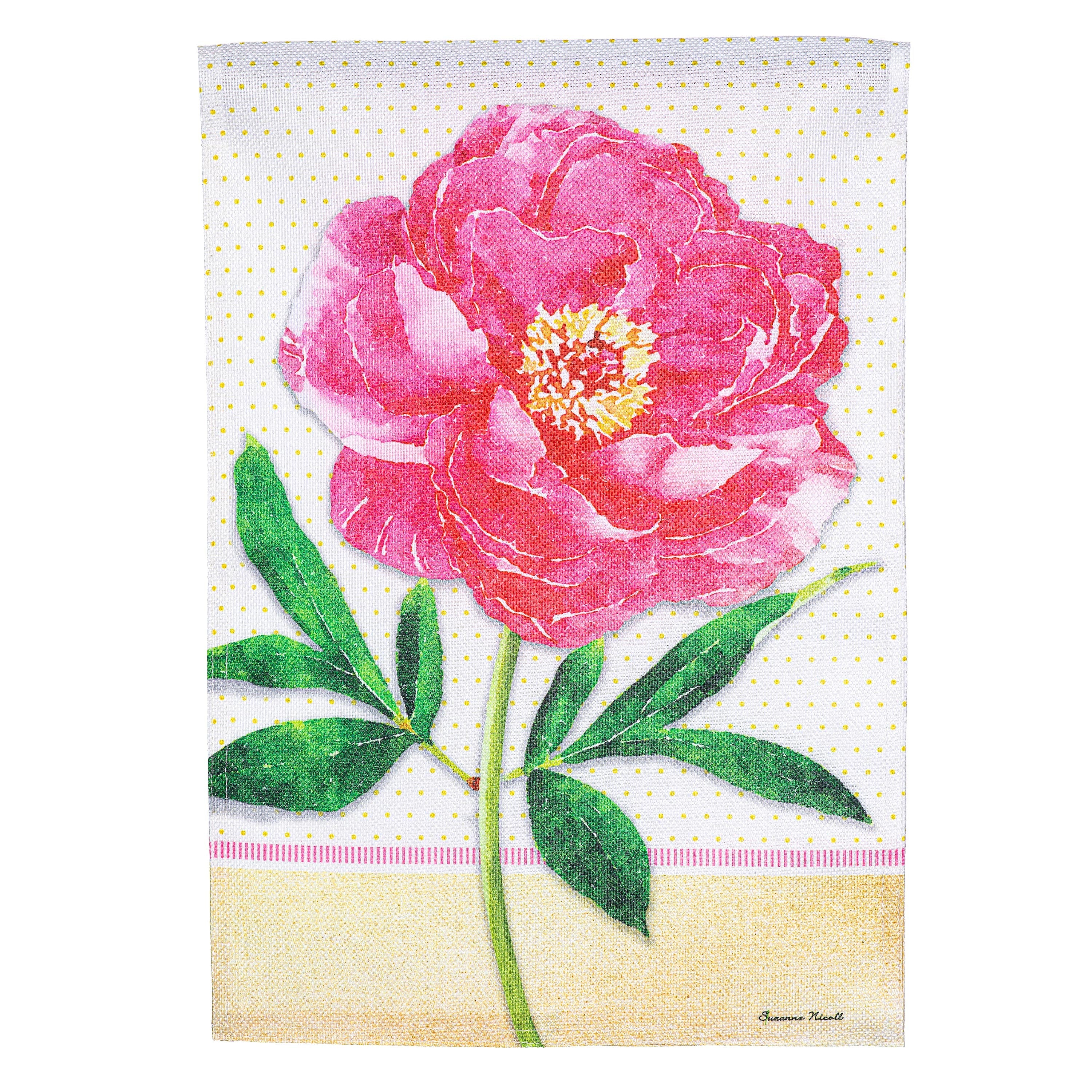 Floral Stems Burlap Garden Flag