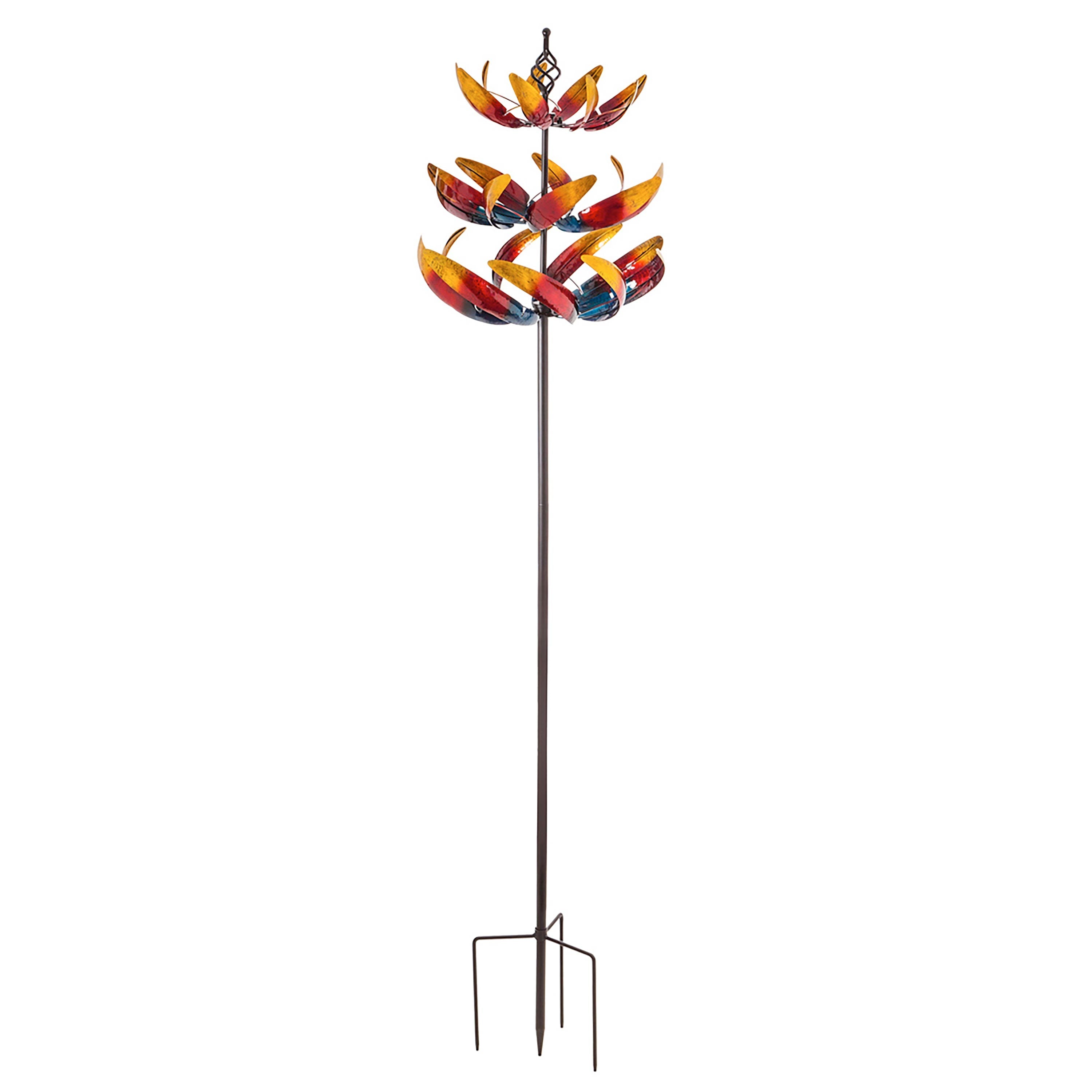 84"H 3 Tier Wind Spinner, Primary Color Ombre Waves in Motion