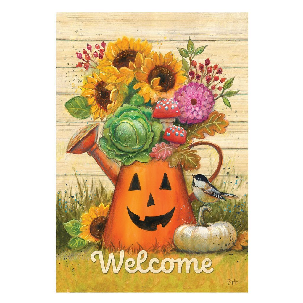 Halloween Watering Can Suede Garden Flag