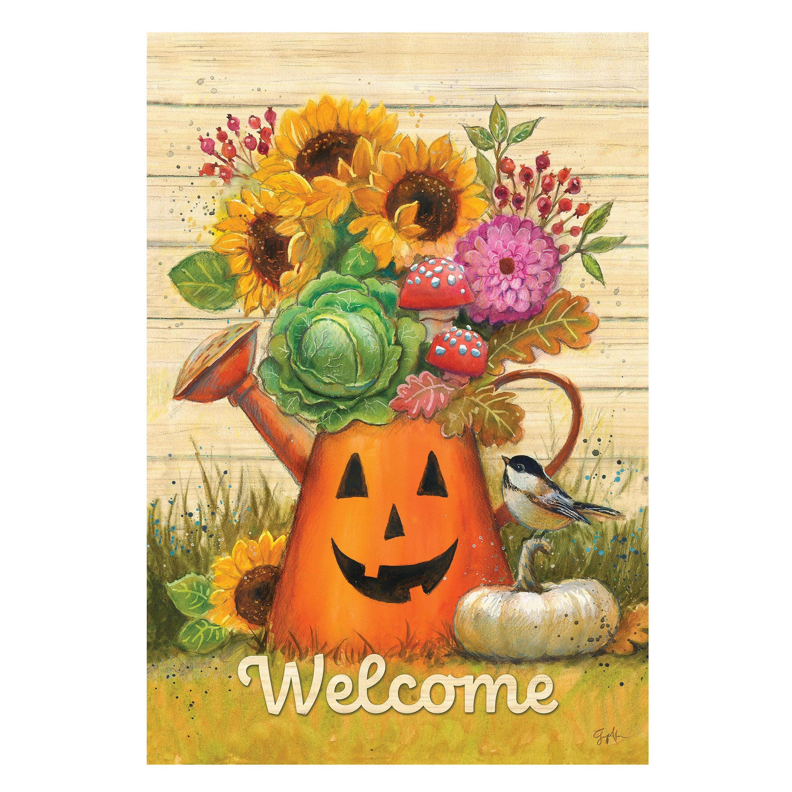 Halloween Watering Can Suede Garden Flag