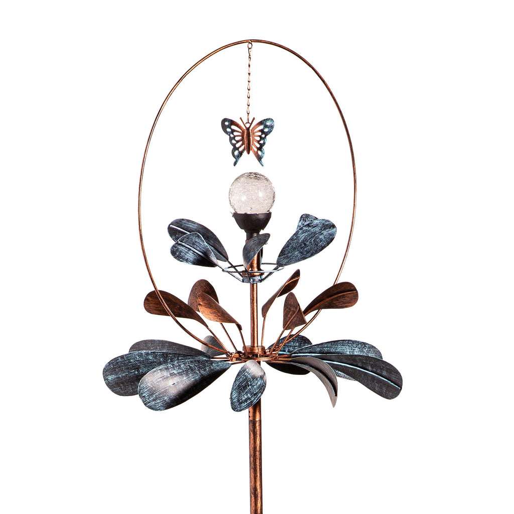 Solar Metal Wind Spinner, Sphere Flower, 87"H