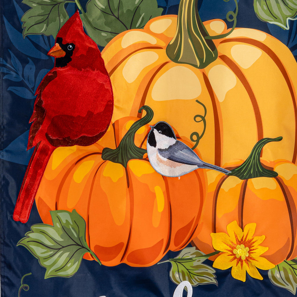 Welcome Friends of Fall  Applique House Flag