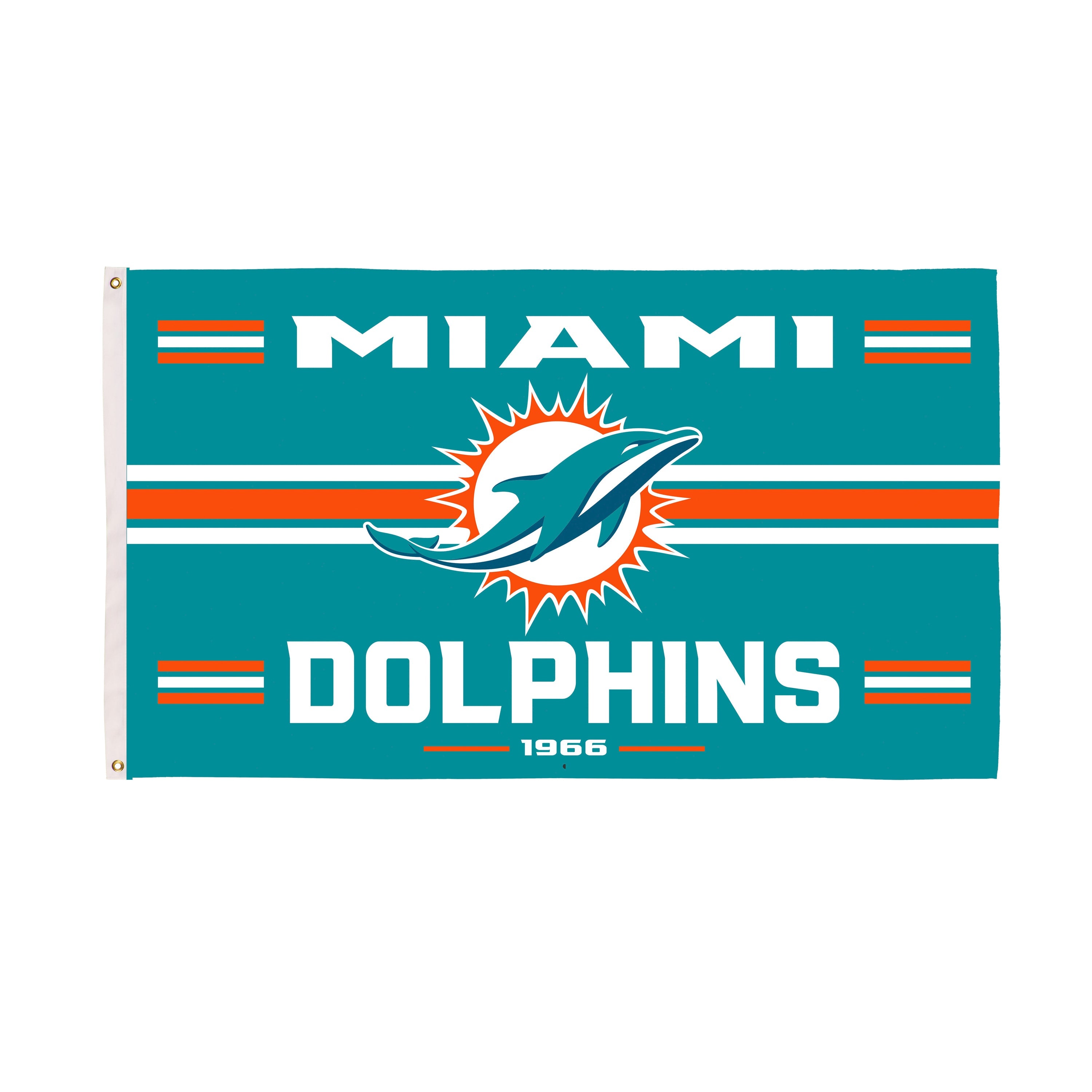 Miami Dolphins Single Sided Flag with 2 Grommets, 3'x5'