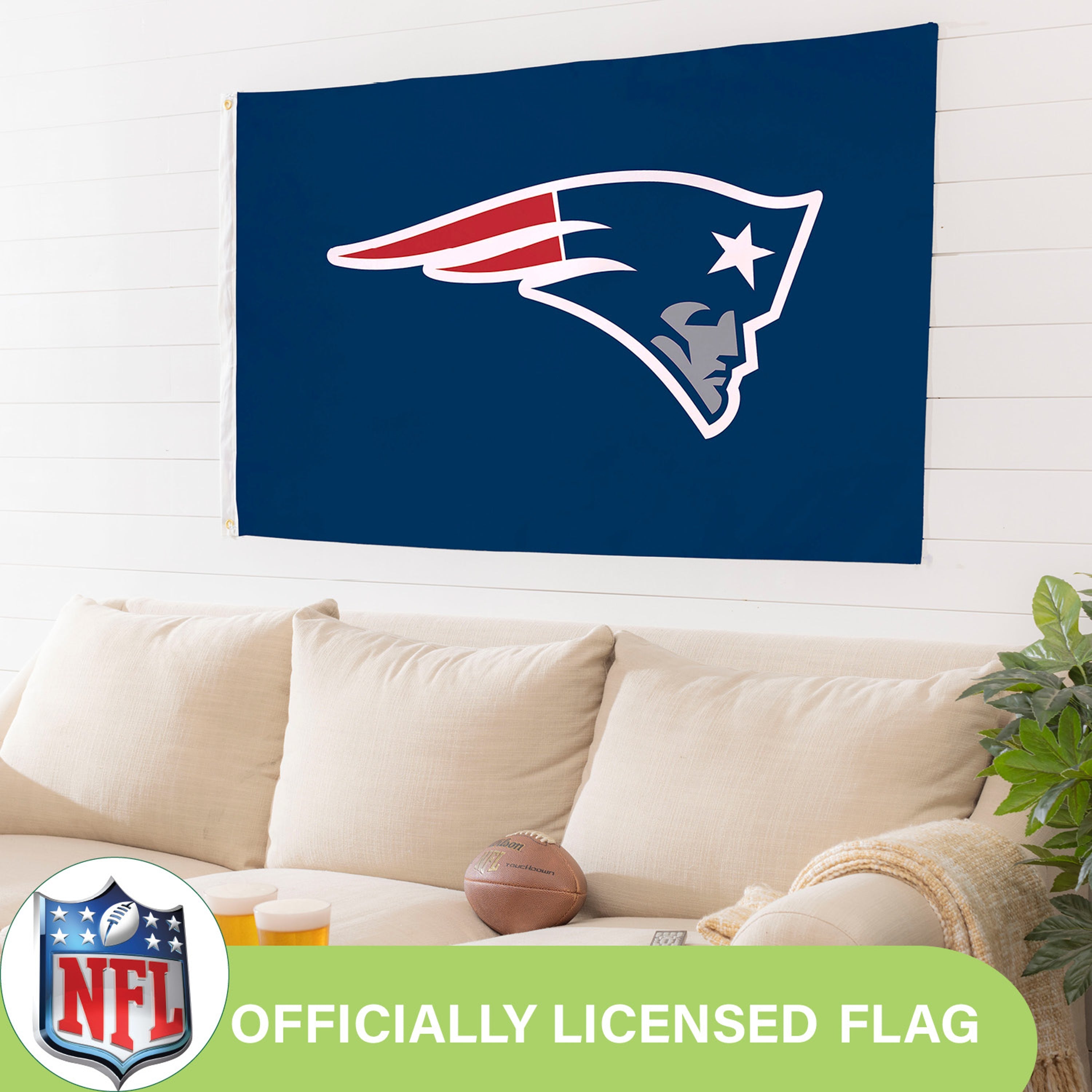 New England Patriots Single Sided Flag w/ 2 Grommets, 3'x5'