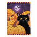 Pumpkin Patch Cat Applique House Flag