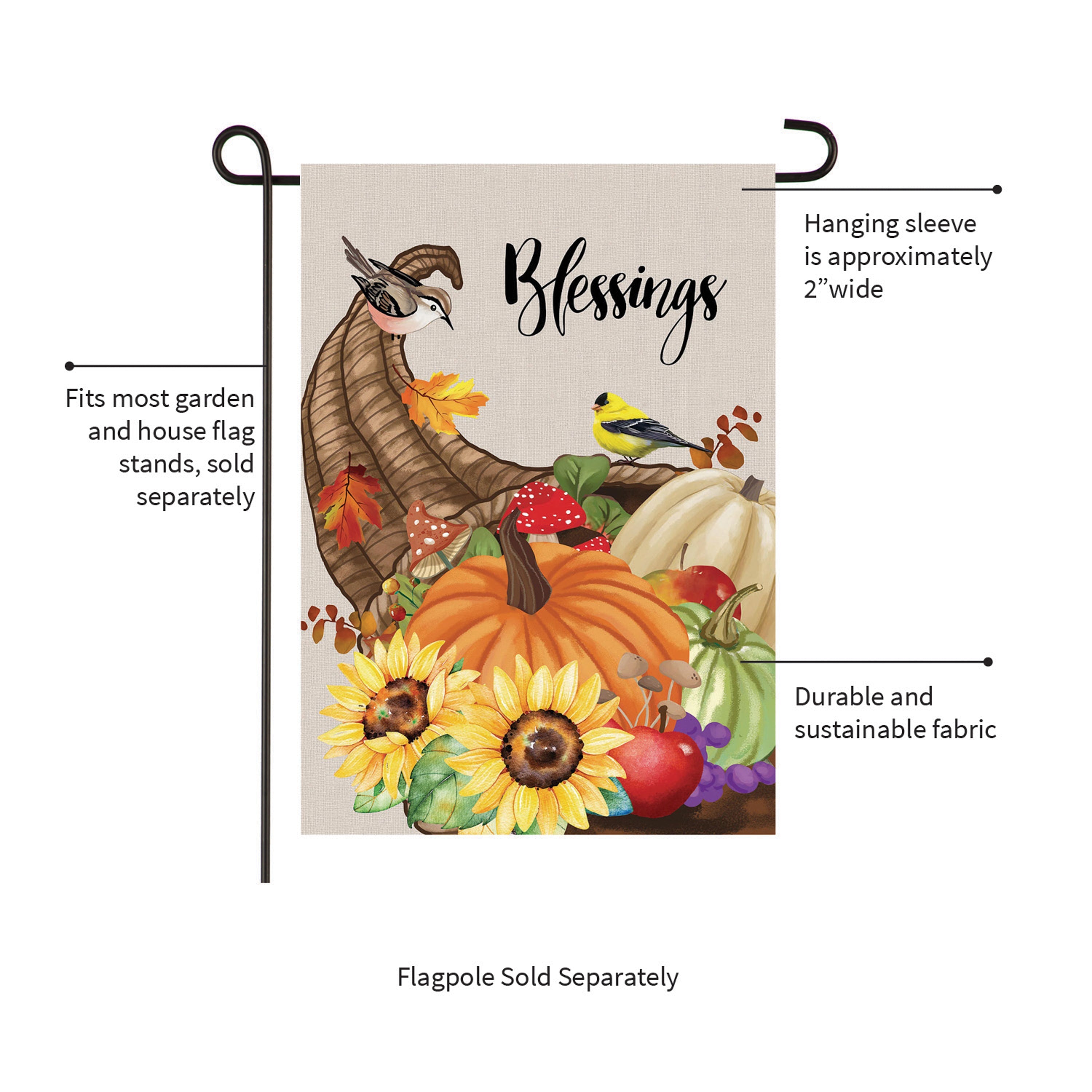 Grateful Cornucopia Suede Garden  Flag