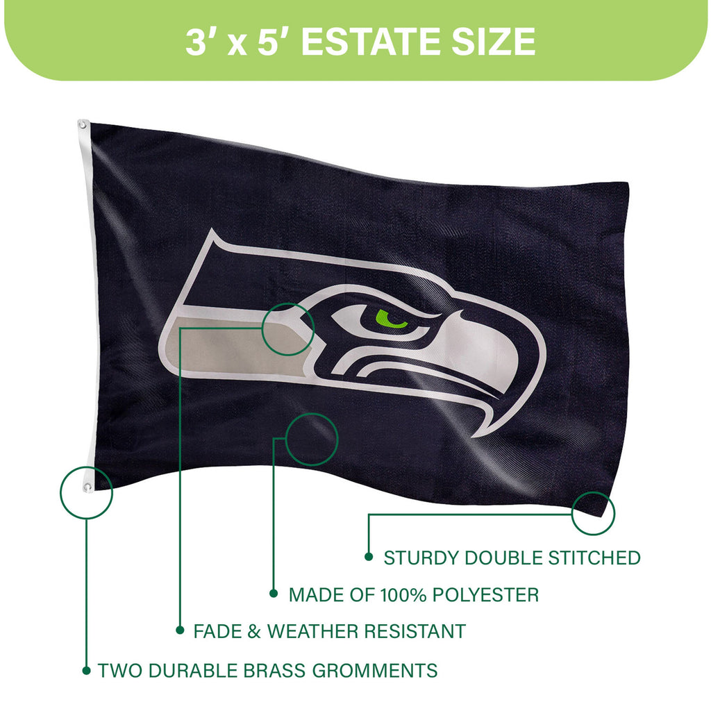 Seattle Seahawks Single Sided Estate Flag with 2 Grommets, 3'x5'