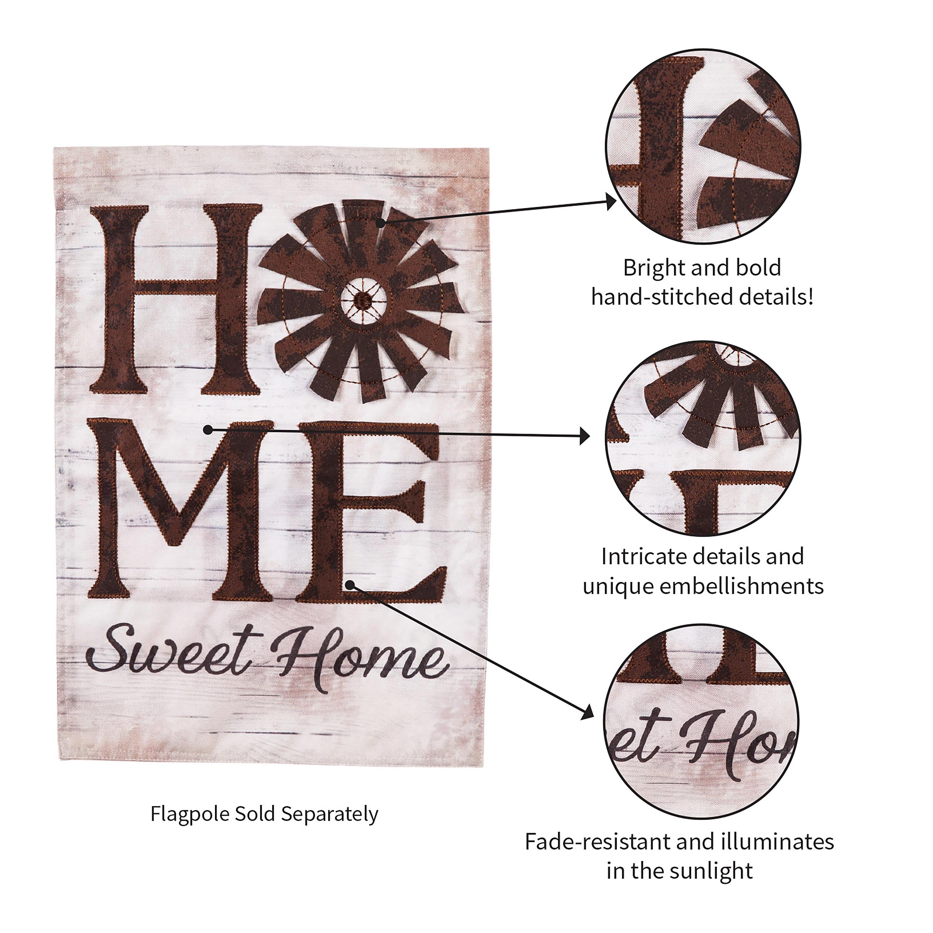 Windmill Home Sweet Home Garden Linen Flag