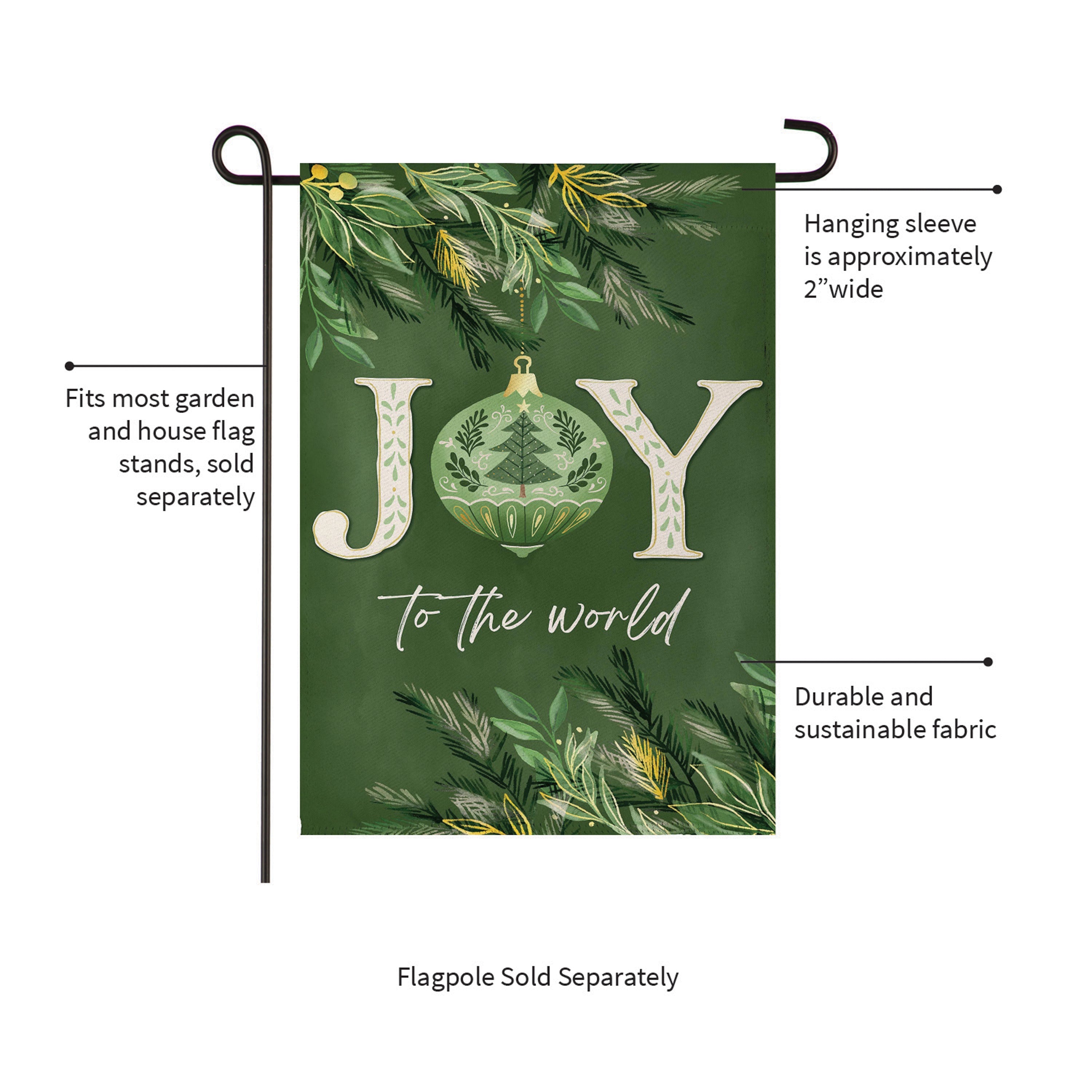 Greenery Joy To The World Suede Garden Flag
