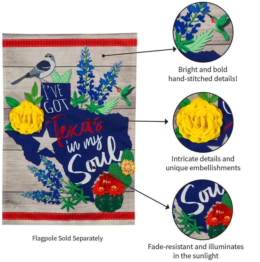 Texas In My Soul Garden Linen Flag