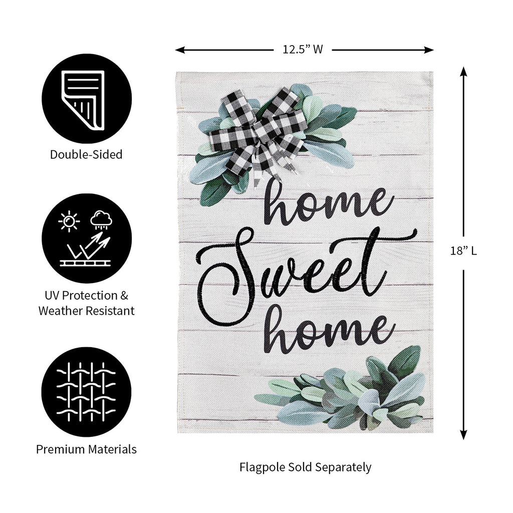 Home Sweet Home Eucalyptus Garden Burlap Flag