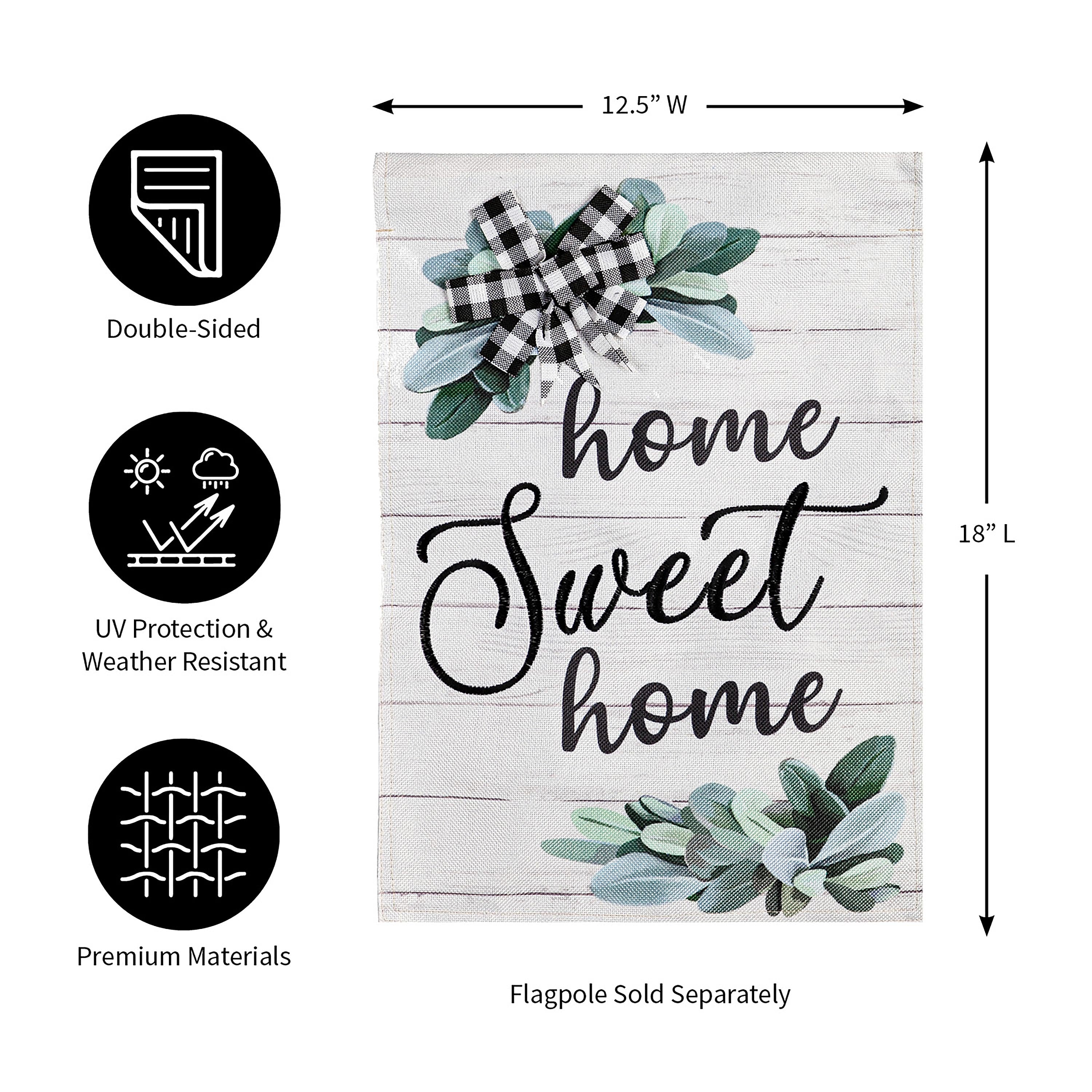 Home Sweet Home Eucalyptus Garden Burlap Flag